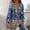 Navy, variant on Women’s Bohemian Floral Print Blouse, V-Neck Long Sleeve Tie Front Peasant Top, Loose Flowy Boho Shirt for Vacation Casual Wear, 6 Colors S-XXL