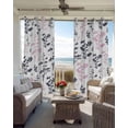 thumbnail image 6 of Grey Pink Botanical Blackout Curtains for Bedroom Living Room Darkening Curtains 90 Inch Watercolor Spring Floral Summer Leaf Black Out Window Curtain Privacy Window Treatment Drapes 52"x90"x2, 6 of 9