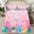 thumbnail image 2 of Castle Fairy Kids Boys Girls Letter Monogrammed P 4pcs Bed Sheets,Kawaii Ocean Salamander King Sheets,Marine Dreamy Princess Super Cozy Sheet Set,Ultra Soft Home Decor, 2 of 7