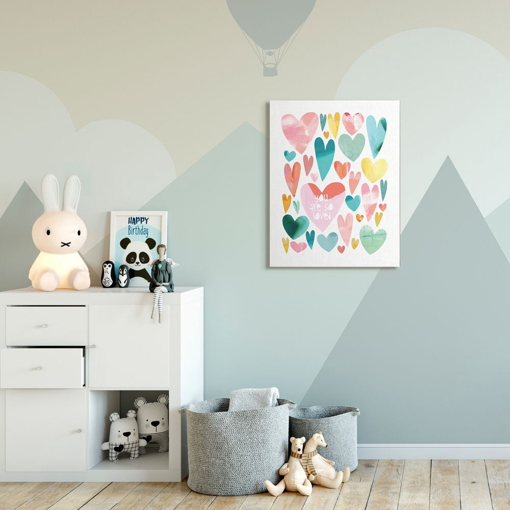 Stupell Industries You are So Love Phrase with Colorful Distressed Hearts Designed by Jennifer McCully