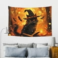 thumbnail image 5 of Halloween Tapestry halloween Decor, Halloween Witch Hat Black Cat Bat Halloween Decorations Wall Tapestry Aesthetic, Tapestry Wall Hanging for Bedroom, Livingroom, Dorm Decor - 60x40in, 5 of 6