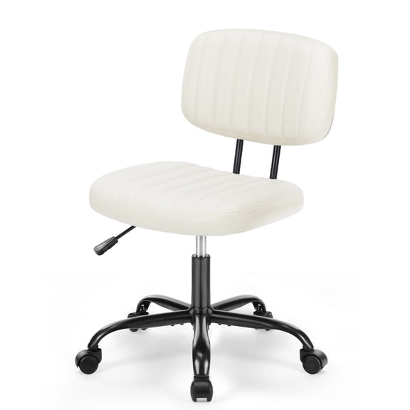 ZUNMOS Indoor Home Office Chair Low Back Height Adjustment Task Desk Chair, White