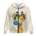 thumbnail image 4 of Uorisanigo Yellow Cute Giraffe Hoodie for Women Comfortable Long Sleeve Pocket Drop Shoulder Sweatshirt Size L Oversized Slight Stretch Winter Clothing Outfits, 4 of 7