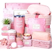 15Pcs Gift Baskets for Women, Get Well Soon Gifts, Relaxing Spa Basket with Flannel Blanket and 20 oz Tumbler, Mothers Day, Birthday Gift for Mom Wife