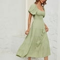 thumbnail image 5 of Staron Robe d'Été pour Femmes à Manches Courtes, Ligne A, Taille Haute, Robe d'Été Smockée Fluide Maxi Longue Épaules Dénudées, Robe Décontractée, 5 of 5