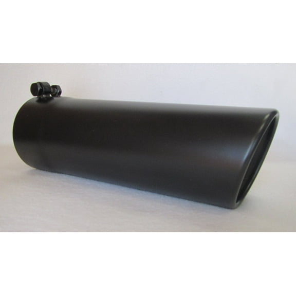 4" Inlet x 4" Outlet x 12" Long Rolled Edge FLAT BLACK Diesel Exhaust Tail Pipe Tip (Bolt On)