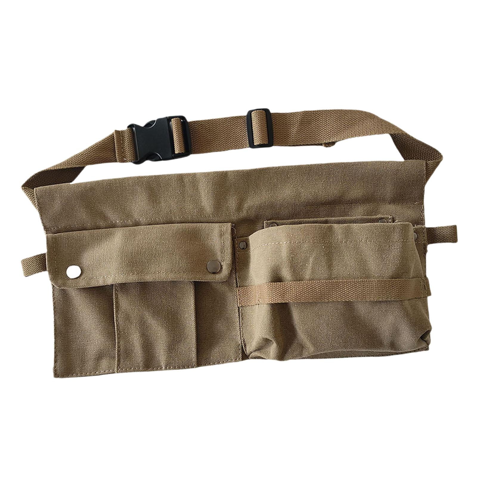 simhoa Tool Waist Bag Portable Tool Bag Large Capacity Canvas Waist Pocket Belt Waist Bag Tools Organizer for Electricians Builders Khaki