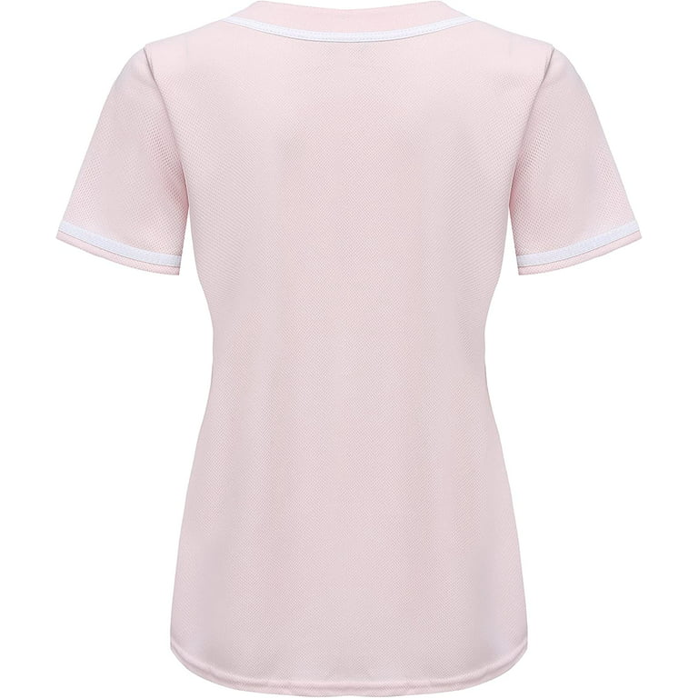 Women's Blank Light Pink Baseball Jersey