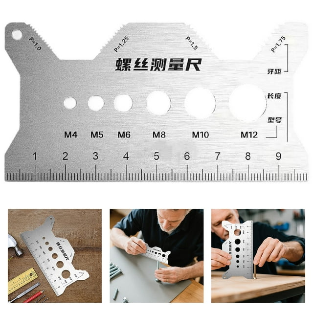 Outils de Mesure Mesureur en Acier Inoxydable Jauge à Vis Double Face Multifonctionnelle pour Mesure de Précision dans la Fabrication de Bijoux Électroniques Menuiserie et Horlogerie