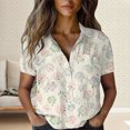 thumbnail image 2 of QASIEATN Women's Shirts Summer Lightweight Blouses Short Sleeve Shirts for Women Collared Casual Tops, 2 of 5
