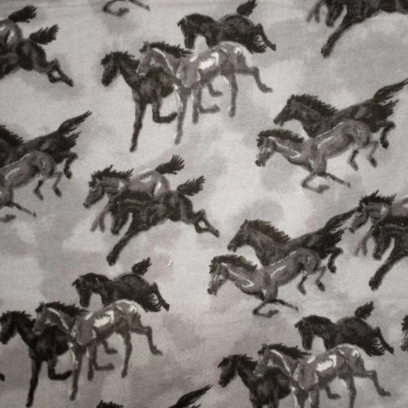 Handmade Sheets or Pillow Cover Horses Black Flannel