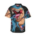 thumbnail image 3 of Easygdp Blue Dinosaur Men's Hawaiian Shirts Print Lapel Short Sleeve for Beach, vacation, party, casual occasions - X-Large, 3 of 9