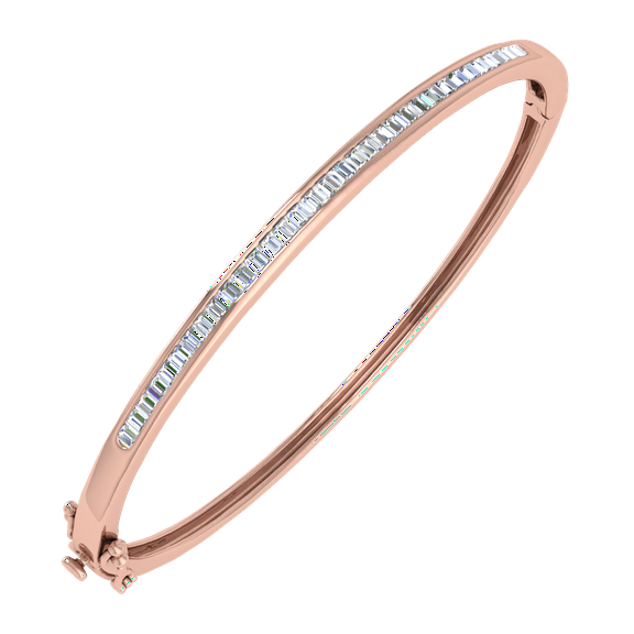1 1/4 Carat Channel Set Diamond Womens Bangle Bracelet in 14K Rose Gold
