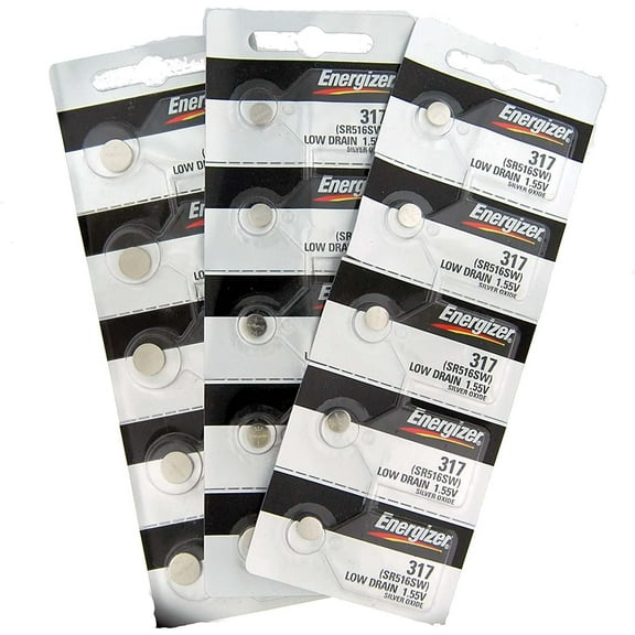 15 Energizer 317 Button Cell Silver Oxide SR516SW Watch Battery Pack of 5 Batteries