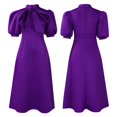 thumbnail image 2 of Dress For Women,Women's Bow Tie Neck Casual Midi Dress Loose Solid Shift Dress, 2 of 8