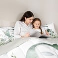thumbnail image 4 of Manfei Watercolor Letter G Eucalyptus Flower Full Size Comforter Sets for Kids Boys and Girls, Botanical Print Bedding Sets, Gray Reversible 3 Pieces, 1 Comforter and 2 Pillowcases, 4 of 6