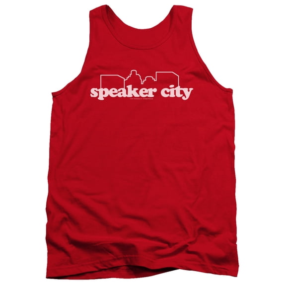 Old School Speaker City Logo Adult Tank Top Red
