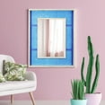 thumbnail image 6 of Blue Linear Print Distressed White Raised Lip Double Framed Accent Mirror, 6 of 8