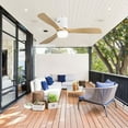 thumbnail image 4 of Full Size Pedestal Fan, 52 Inch Wooden Ceiling Fan With 18W Led Light 3 Solid Wood Blades Remote Control Reversible DC Motor For Home, White Tower Fan,Metal & Wood Desk Fan, 4 of 9