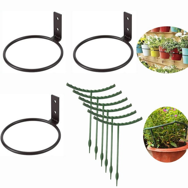 HLONK 3 Pack 4in Flower Pot Holder Ring Wall Mounted Metal Planter
