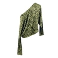 thumbnail image 4 of Trendfront Womens Off Shoulder Boat Neck Long Sleeve Tops Oversized Leopard Print Tees Animal Pattern Base Layering Style T-Shirts, 4 of 6