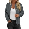 thumbnail image 2 of Dxzfnsa Womens Zip Up Sweatshirts Women Casual Solid Color Jackets Fashion Long Sleeve Crew Neck Loose Outwear with Pockets, 2 of 9