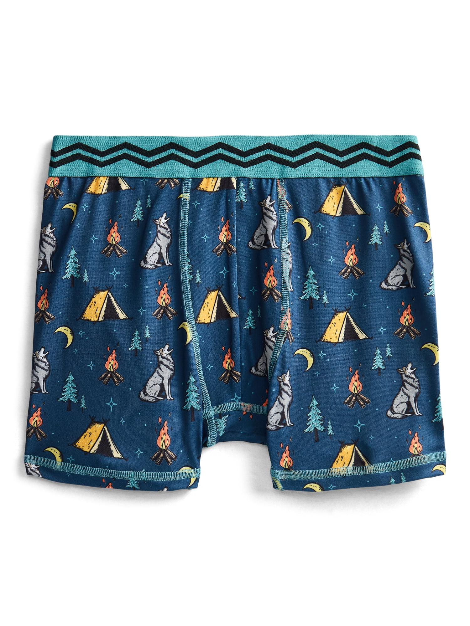 Wonder Nation Boys Underwear Camping Print Boxer Briefs, 4-Pack, Sizes S-XL