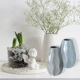 thumbnail image 3 of 2 Piece Scandi Ripple Vase Set, Crackle Glazed, Pale Blue and Gray, Artisan Crafted, Stoneware, 7.5 Inches, 3 of 6