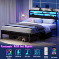 thumbnail image 3 of Satifur Queen Size Bed Frame with 2 Storage Drawers Headboard, LED & Charging Station, Black oack, 3 of 8