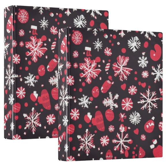Christmas Snow Red 3 Ring Binders 1.5 inch Hardcover File Folders with Interior Pockets A4 Size Organizer for School Office Hospital