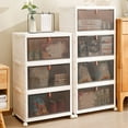 thumbnail image 3 of Stackable Storage Bins With Lid, Plastic Closet Organizer Box With Wheels For Living Room Bedroom, 3 of 8