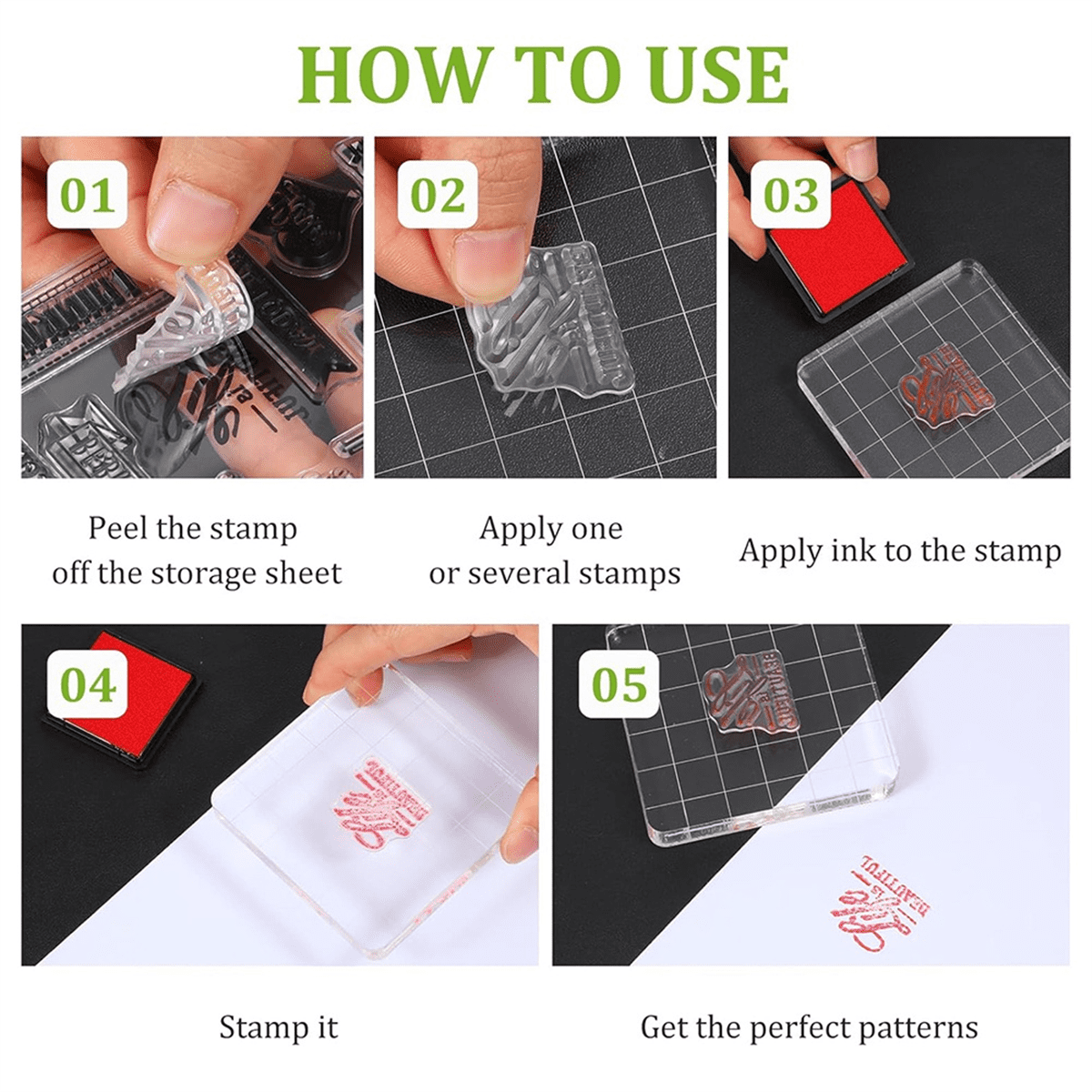 22 Pcs Crafting Stamps Set with Acrylic Stamp Blocks, Silicone Stamps, and Colorful Ink Pads for DIY Scrapbooking