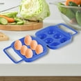 thumbnail image 4 of Blue 6 Grid Handle Egg Container For Refrigerator, Portable Eggs Holder Egg Carrier Tray With Lid For Camping Outdoor Picnic, Egg Storage Box Egg Clip Egg Box, 4 of 6