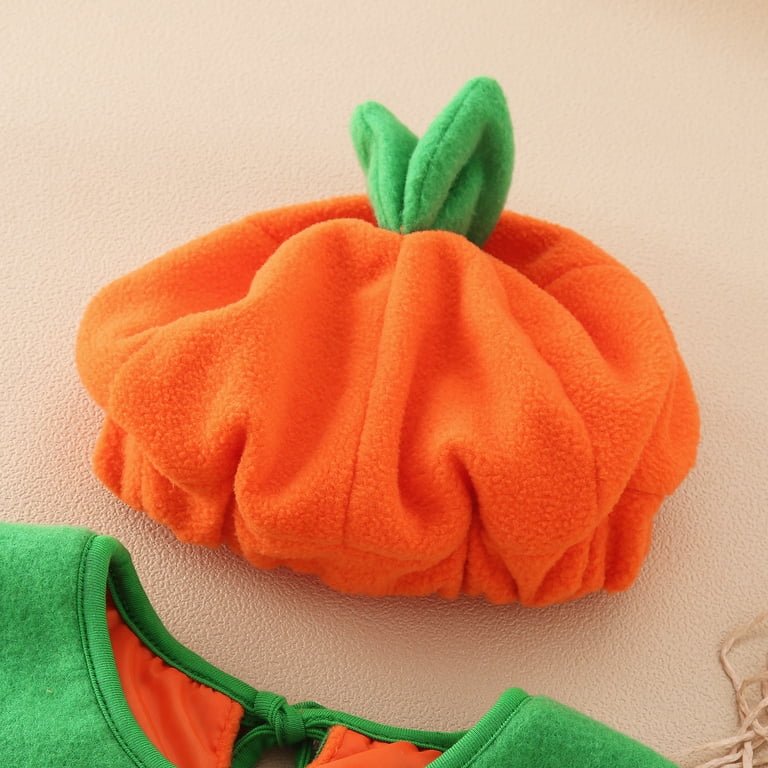 Babi Rampor Baby Pumpkin Face Romper with Hat and Treat Bucket for First Halloween ...