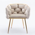 thumbnail image 5 of DreamBuck Luxury Modern Simple Leisure Velvet Single Sofa Chair Bedroom Lazy Person Household Dresser Stool Manicure Table Back Chair Beige Set Of 2, 5 of 7