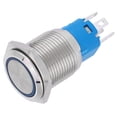 thumbnail image 4 of Interruptor de botón de metal 1NO 1NC con reinicio automático de luz LED de 16 mm para modificación de automóvil (luz azul 12 V) VoborMX herramienta, 4 of 8