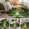 thumbnail image 6 of 4ft Round Rug, Green Trees Non-Skid Rubber Backing Large Area Rugs - Living Room Bedroom Home Office, Forest Art Decor Spring Summer Nature Leaf Indoor Floor Mat Carpets Washable Rug, 6 of 9