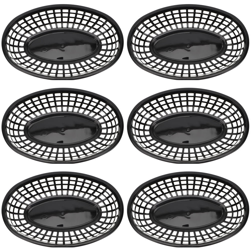 NUOLUX 6pcs Oval Fast Food Baskets Diner Baskets Desktop Plastic Serving Platters
