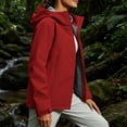 thumbnail image 4 of FRSASU Women's Softshell Hooded Jacket Full Zip Water Resistant Windproof Lightweight Outdoor Coat with Pockets Red, 4 of 9