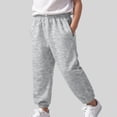 thumbnail image 2 of kpoplk Boys Cargo Pants Cotton Casual Pants Elastic Waist Hiking School Uniform Sweatpants Joggers(Grey,13-14 Y), 2 of 7