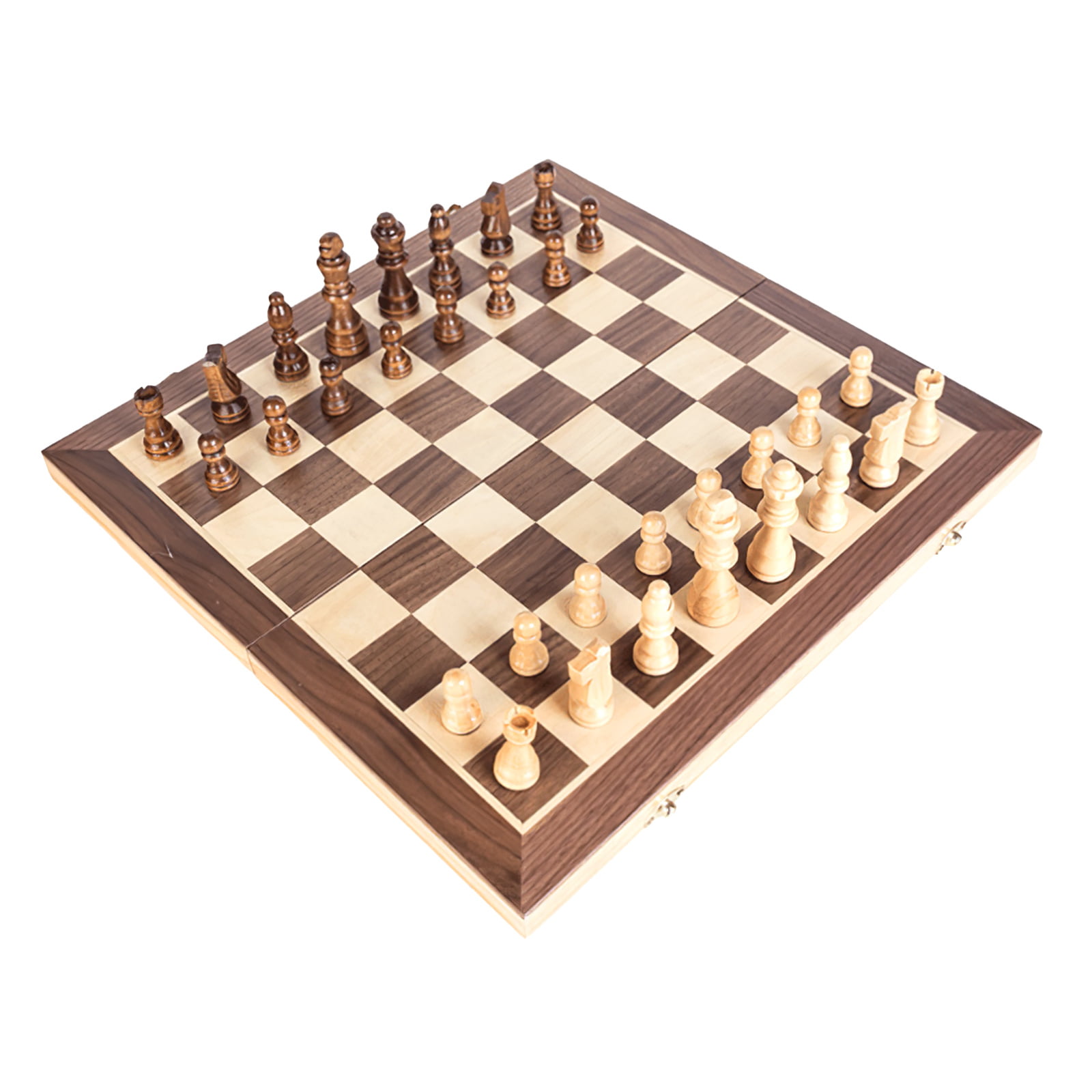 12"X12" Folding Wooden Standard Travel International Chess Board Chess Set 