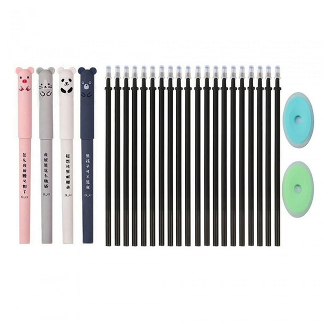 20Pcs Erasable Pen Refills Kids School Writing Stationery for Business Home Black Ink