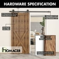 thumbnail image 4 of Homacer Black Rustic Sliding Barn Door Hardware Kit, for One/Single Door, 5ft Long Flat Track, T-Shape Design Roller, Heavy Duty, for Interior & Exterior Use, 4 of 7
