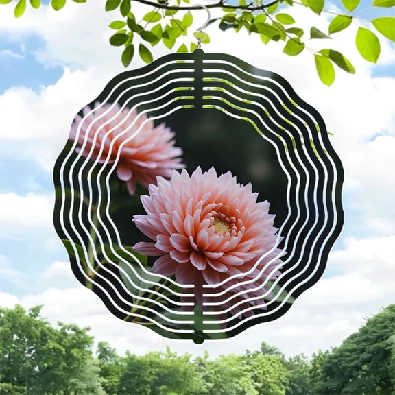 Metal Hanging Wind Spinners with Abstract Layered Petal Design - Modern Garden Decor for Yard and Outdoor Spaces