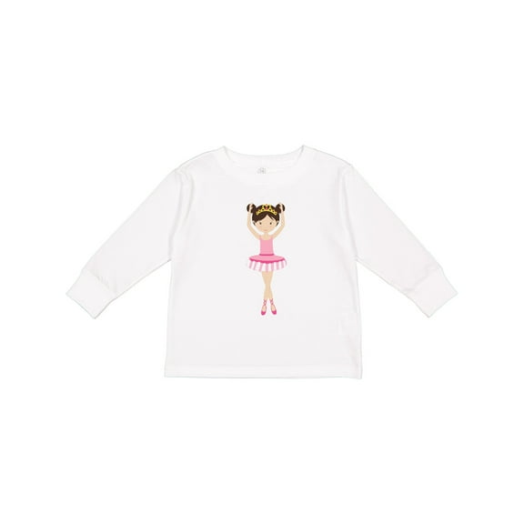Inktastic Ballerina with Two Buns Girls Long Sleeve Toddler T-Shirt