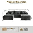 thumbnail image 4 of Vcatnet 108" Modular Sectional Sofa Couch L Shaped Plush Corduroy Cloud Couch Modern Minimalist Couch with Chaise and Ottoman for Living Room, Gray, 4 of 10