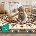 thumbnail image 4 of ODIKA 2'x3' Washable Accent Rug Aztec Border Mens Decorations Reindeer Cabin Cowboy Southwestern Playful for Bedroom, Nursery, RV, Pet Friendly, Bedside Mat, 4 of 7