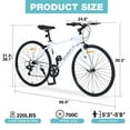 thumbnail image 6 of Hybrid Road Bike 700C for Men and Women, Shimano 7 Speed City Bicycle Commuter Bike, Aluminum Alloy Frame, White, 6 of 7