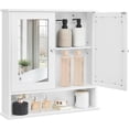 thumbnail image 1 of Armario de Baño, Armario de Pared, 13 x 56.5 x 58.5 cm, Puerta con Doble Espejo, Estantes de Altura Ajustable, Blanco MLHC002, 1 of 9