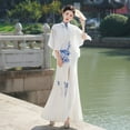 thumbnail image 2 of Show Performance Cheongsam Shawl Long Chinese Style Blue and White Porcelain High-end Atmospheric Young Style National Fashion Etiquette Performance Suit, 2 of 7